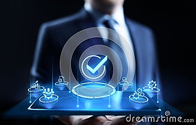 Standards quality Assurance control standardisation and certification concept. Stock Photo