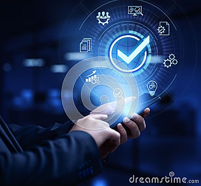 Standards quality control certification business technology concept. Stock Photo