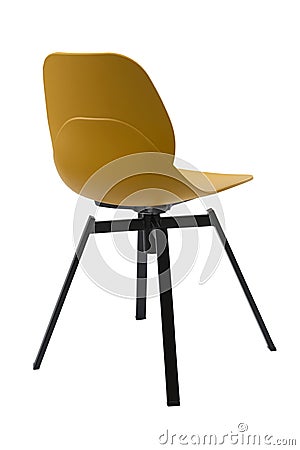 Standart brown office plastic chair isolated on white. Simple office furniture. Stock Photo