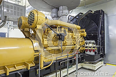 Standby Generator Installed Indoors Stock Photo