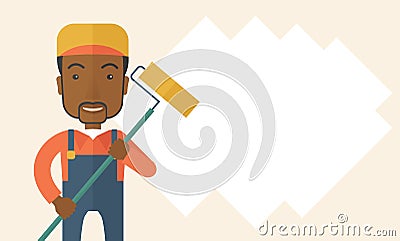 Standing african glass cleaner Vector Illustration