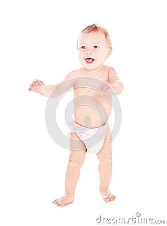 Standing baby boy in diaper Stock Photo