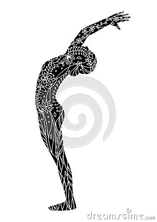 Standing back bend yoga pose 7 chakra vector flower floral Vector Illustration