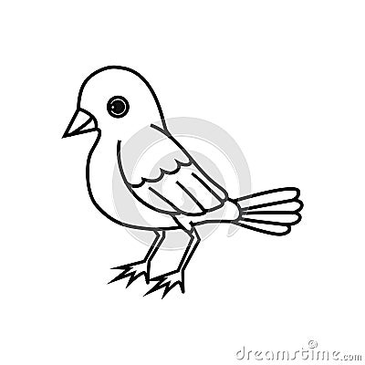 Standing Bird Outline Vector Illustration