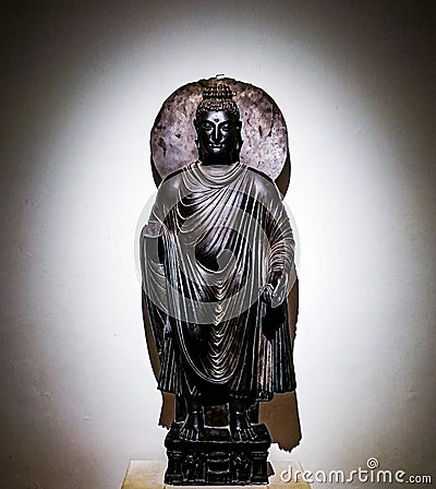 Standing Buddha Gandhara Art of 1st century AD Stock Photo
