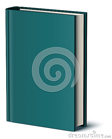 Standing closed book mockup. Realistic green hardcover Vector Illustration
