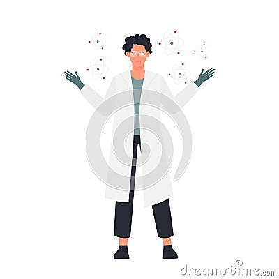 Standing confused scientist Cartoon Illustration