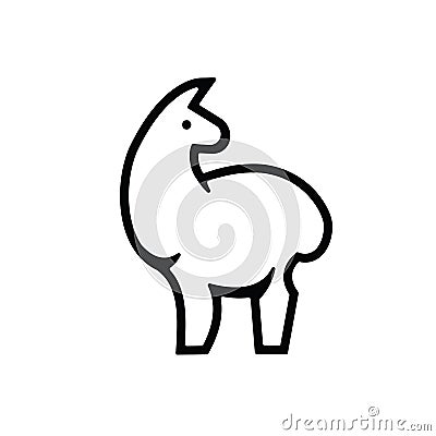 Standing cute alpaca Vector Illustration