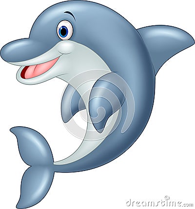 Standing Dolphin Cartoon Illustration Vector Illustration