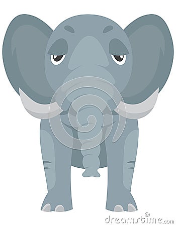 Standing elephant front view. Vector Illustration