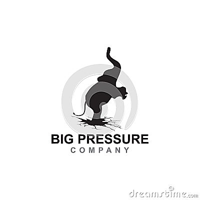 Standing elephant logo design with high pressure template Vector Illustration
