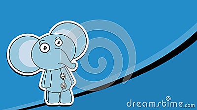 Standing elephant plush toy sticker cartoon background Vector Illustration
