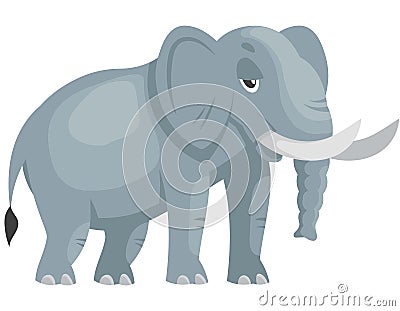 Standing elephant three quarter view. Vector Illustration