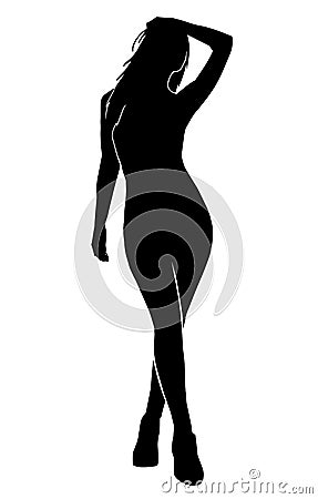 standing female silhouette Vector Illustration