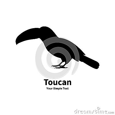 Standing on the ground silhouette toucan Vector Illustration