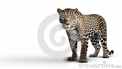 Standing Jaguar animal full body on isolated white background Stock Photo