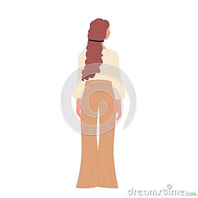 Standing lady backside dressed in casual clothes Vector Illustration
