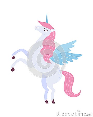 Standing Magical Unicorn Vector Illustration