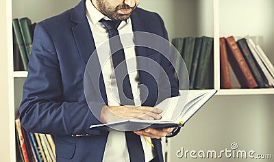 Man hand notepad Stock Photo