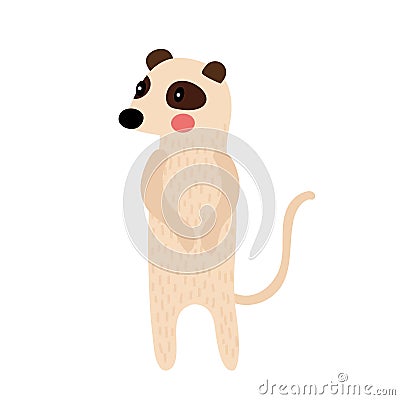 Standing Meerkat animal cartoon character vector illustration Vector Illustration