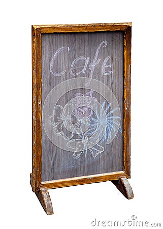 Standing menu black chalkboard isolated Stock Photo