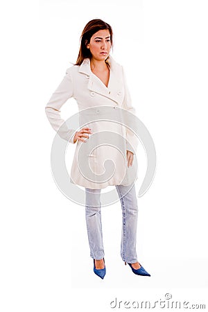 Standing model wearing overcoat Stock Photo