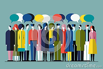 Illustration of diversity of people expressing their opinion Vector Illustration