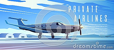 A standing plane. Travel by airplane. Morning. Vector Illustration