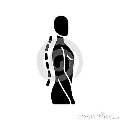 Standing posture correction black glyph icon Vector Illustration