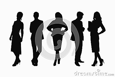 Standing Silhouette Of Crowd Of Business People Stock Photo