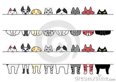 Standing and sitting cats with board in their mouths Vector Illustration