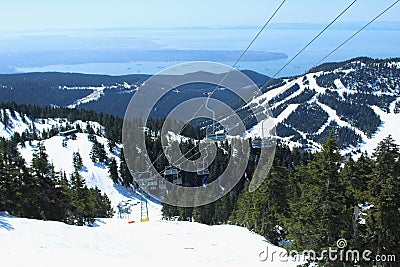 Standing ski lift after the end of ski season Editorial Stock Photo