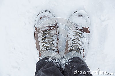 Standing in snow Stock Photo