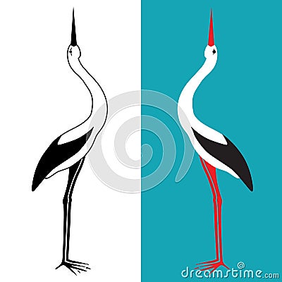 Standing stork with head up Stock Photo