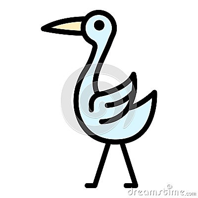 Standing stork icon color outline vector Vector Illustration