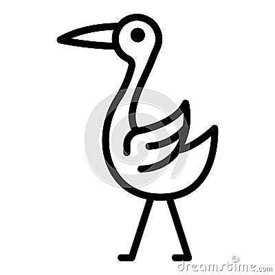 Standing stork icon, outline style Vector Illustration