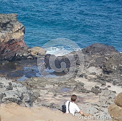 Standing too close to Nakalele Blowhole Editorial Stock Photo