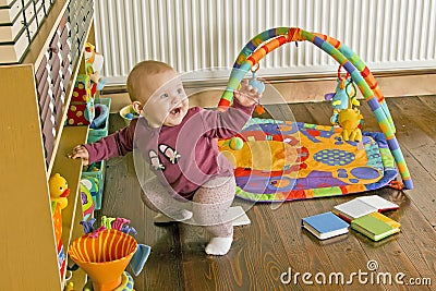 Standing up baby Stock Photo