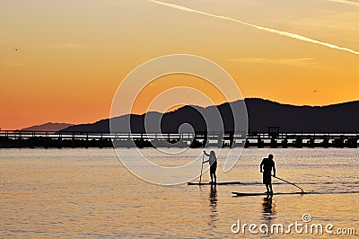 Standing up paddling Stock Photo