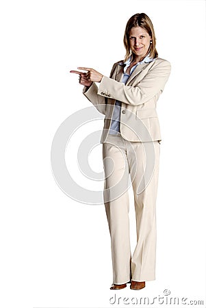 Standing woman shows Stock Photo