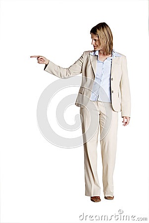 Standing woman shows Stock Photo