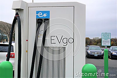 EVgo electric car recharge station in Danbury Editorial Stock Photo