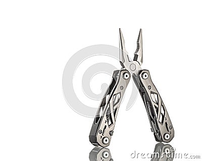 Stanless steel multitool isolated Stock Photo