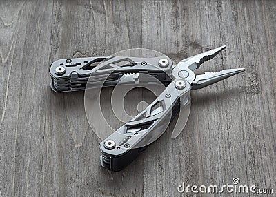 Stanless steel multitool isolated Stock Photo