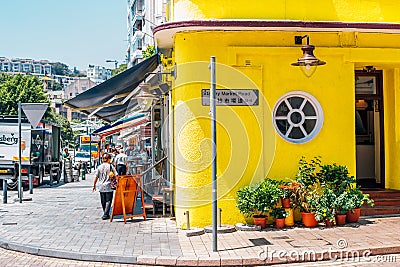 Stanley Bay restaurant and cafe street in Hong Kong Editorial Stock Photo