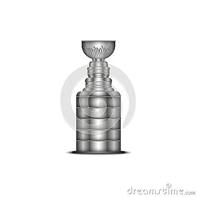 Stanley cup isolated on white background realistic 3d vector model object, NHL hockey trophy Vector Illustration