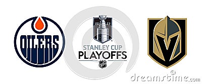 2023 Stanley Cup playoffs. Western Conference. NHL. Edmonton Oilers vs Vegas Golden Knights. Kyiv, Ukraine - May 29, 2023 Vector Illustration