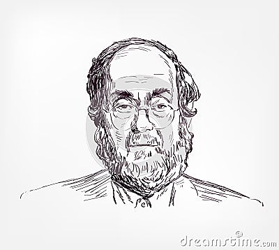 Stanley Kubrick vector sketch illustration portrait face Cartoon Illustration