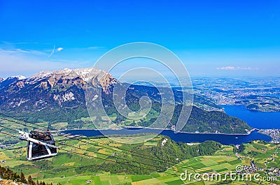 Stanserhorn CabriO cable car in Switzerland Editorial Stock Photo