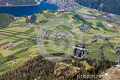 Stanserhorn Cabrio overhead cable car in Switzerland Editorial Stock Photo